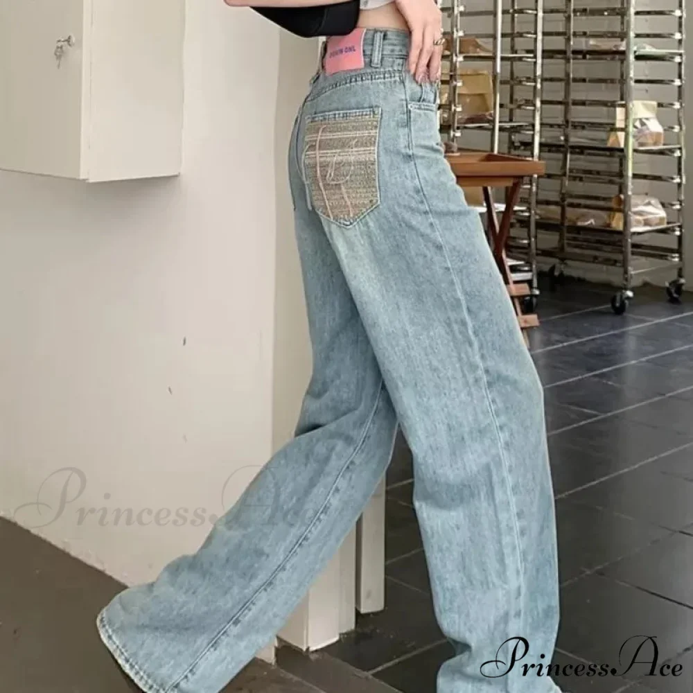 Baby Blue Loose Straight Thin Summer Tassel Versatile Trend Women's Jean - Image 3
