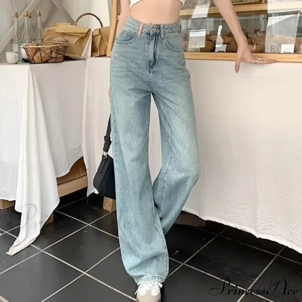 Baby Blue Loose Straight Thin Summer Tassel Versatile Trend Women's Jean - Image 5