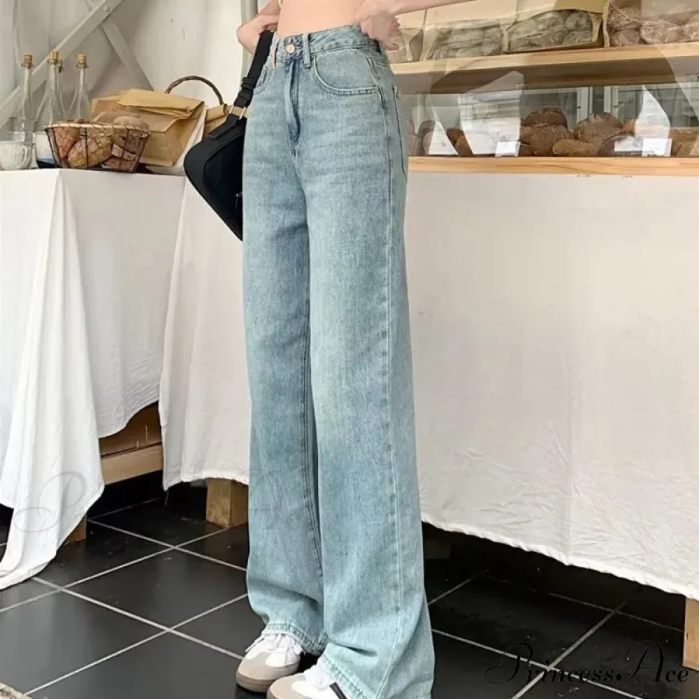 Baby Blue Loose Straight Thin Summer Tassel Versatile Trend Women's Jean - Image 6
