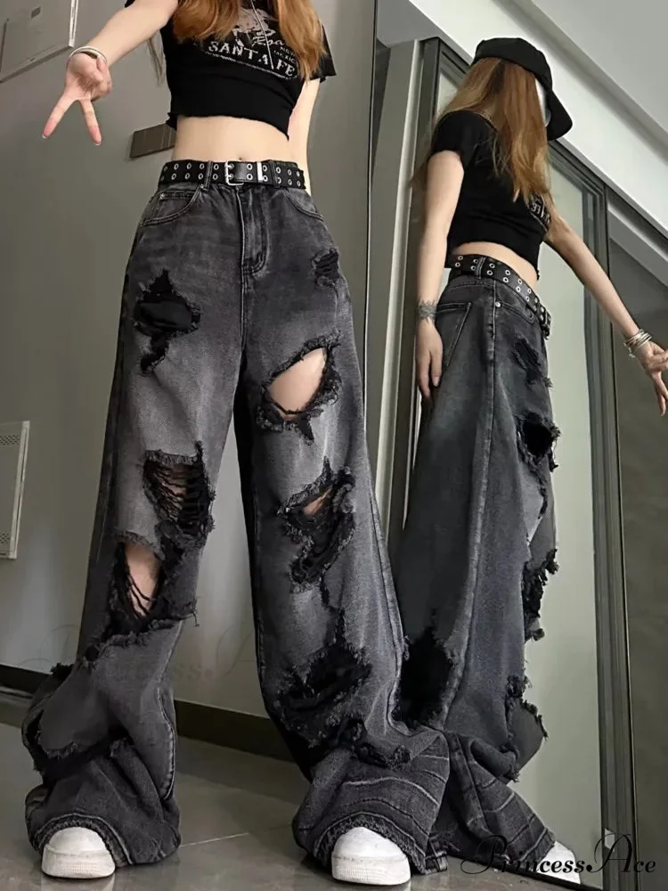 High Street Heavy Industry Wide Leg Niche Design Trendy Brand Women's Jean - Image 3