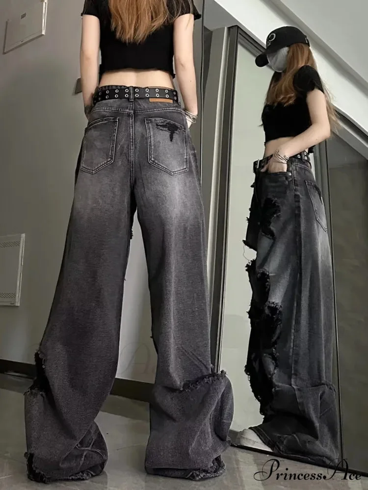 High Street Heavy Industry Wide Leg Niche Design Trendy Brand Women's Jean - Image 4