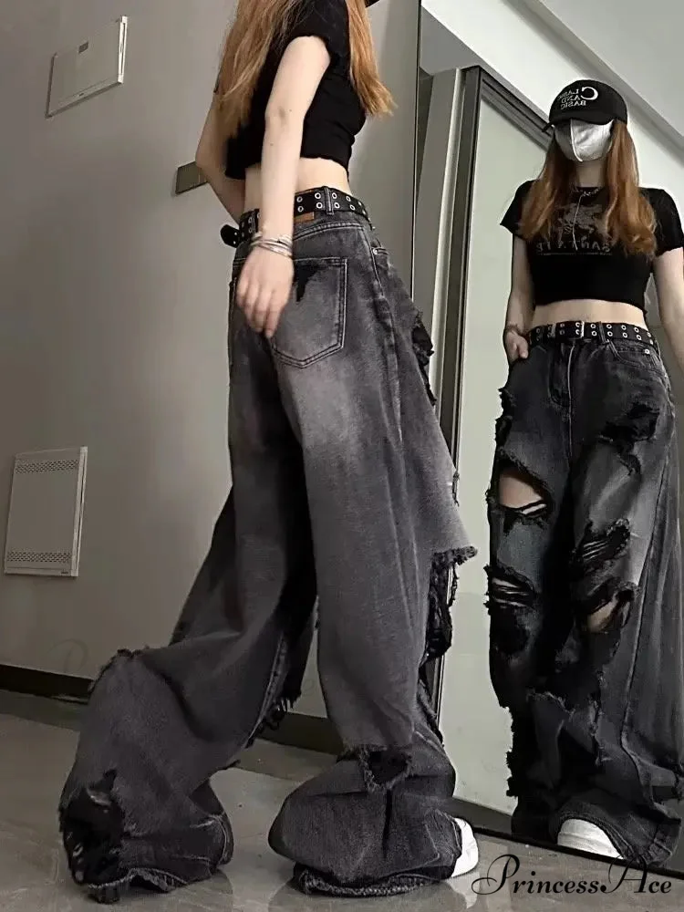 High Street Heavy Industry Wide Leg Niche Design Trendy Brand Women's Jean - Image 5