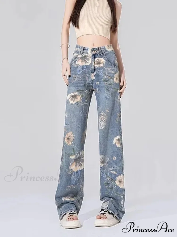 Children's High Waist Straight Tube Loose Wide Leg Trendy Spliced With Old Zippers Jean - Image 2