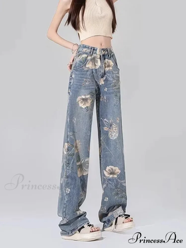 Children's High Waist Straight Tube Loose Wide Leg Trendy Spliced With Old Zippers Jean - Image 3