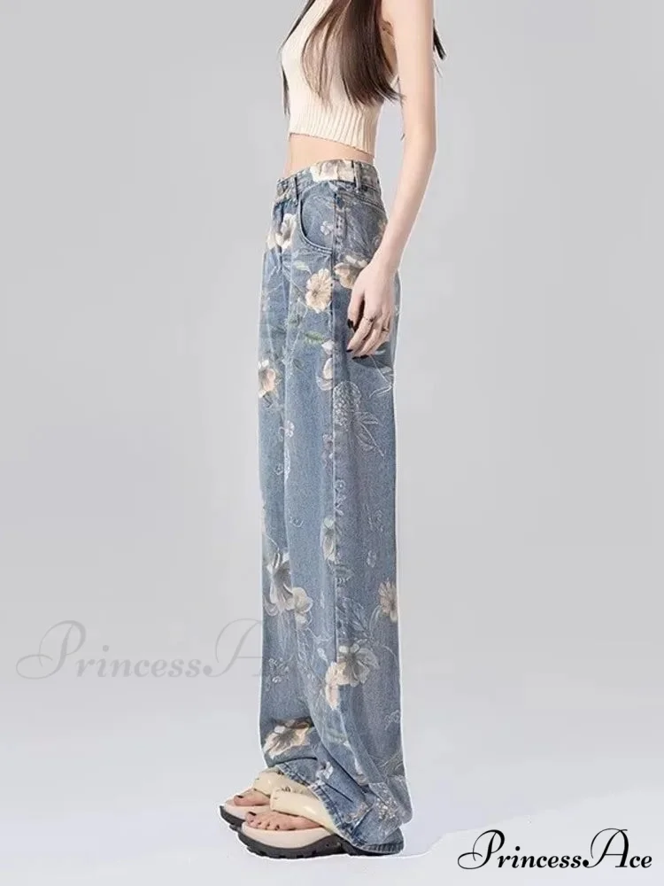 Children's High Waist Straight Tube Loose Wide Leg Trendy Spliced With Old Zippers Jean - Image 4