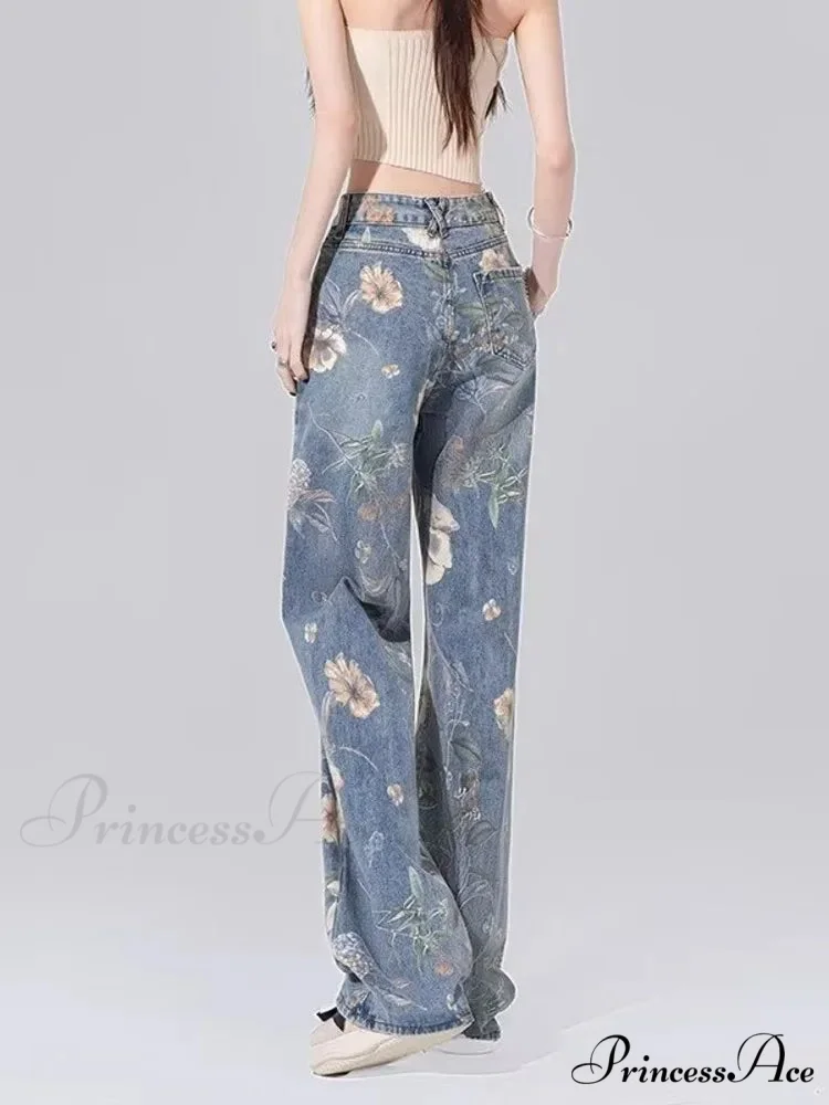 Children's High Waist Straight Tube Loose Wide Leg Trendy Spliced With Old Zippers Jean - Image 5
