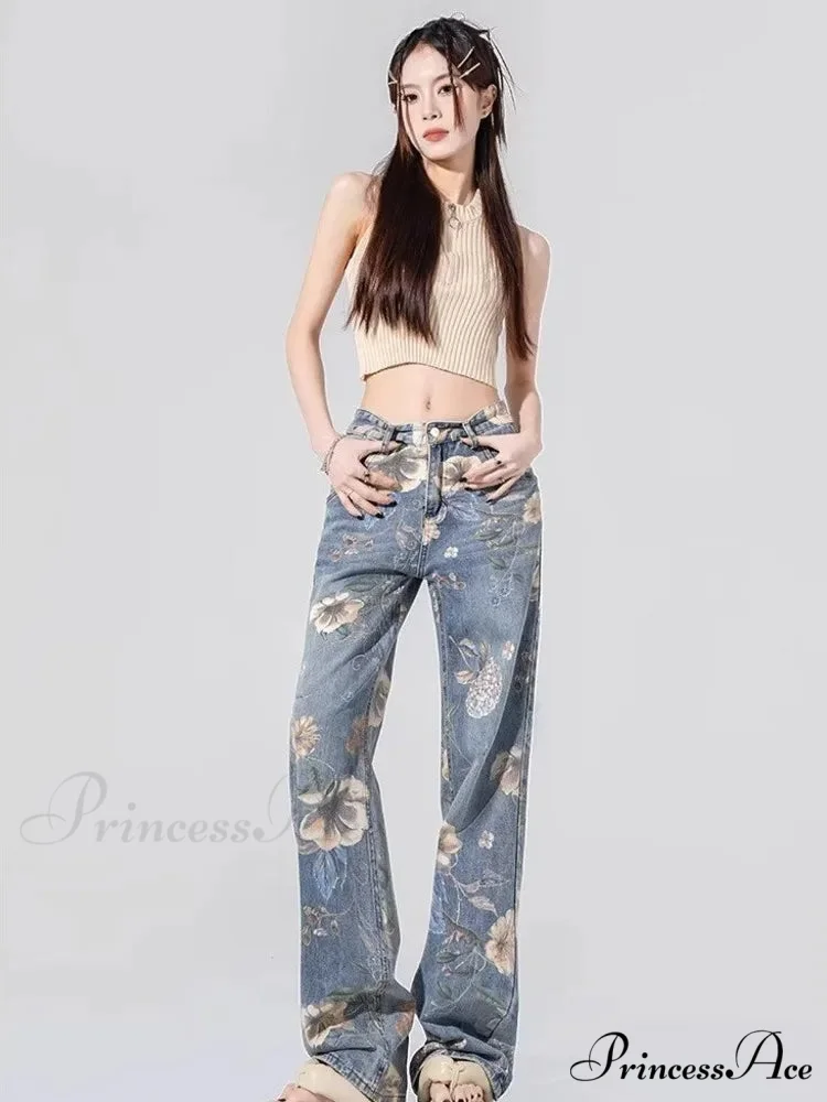 Children's High Waist Straight Tube Loose Wide Leg Trendy Spliced With Old Zippers Jean - Image 6