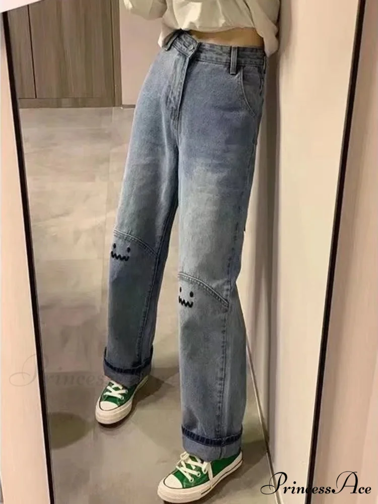 Trendy Fashion Ladies Personality Letter Hip Hop Tide Ruffian Handsome Jean - Image 2