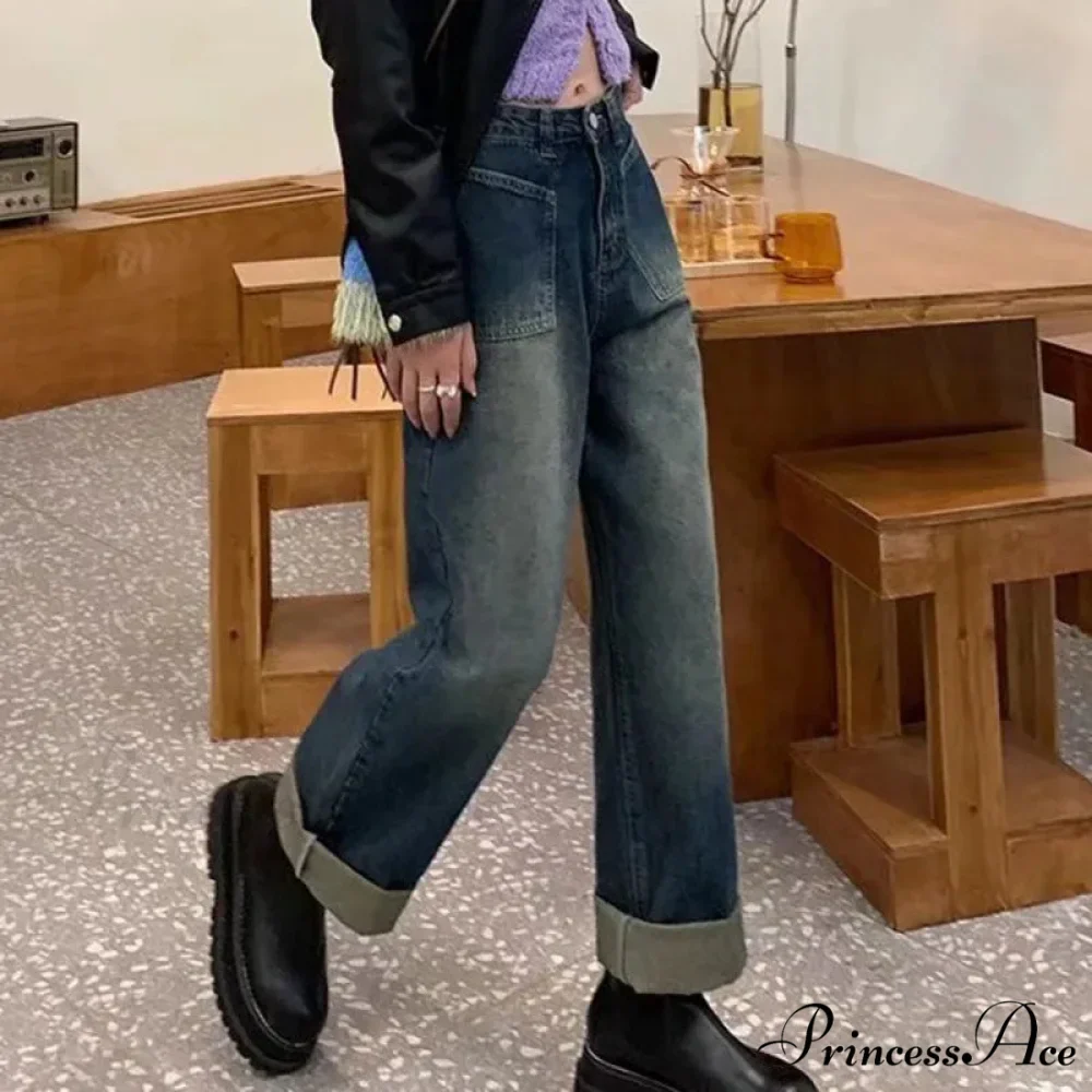 Fashion Straight Women Pant Woman High Waist Denim Pants Wide Leg Denim Clothing Blue Vintage Quality Jean - Image 2