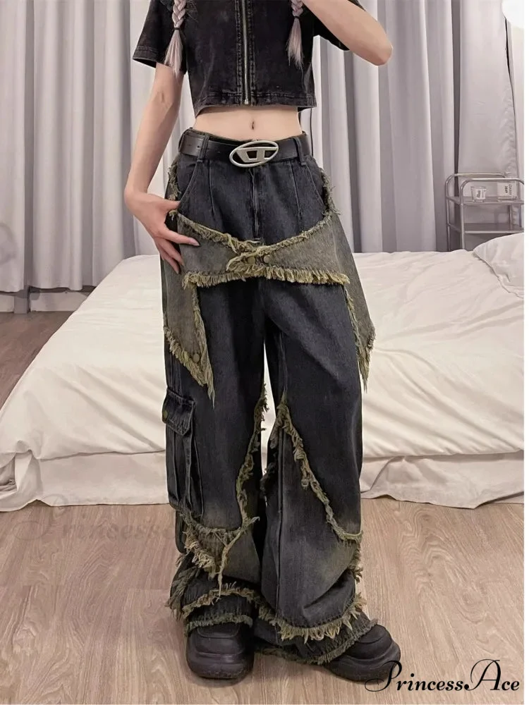 Unique Versatile Straight Leg High Waist Summer Loose Wide Leg Vintage Style Women's Jean - Image 2