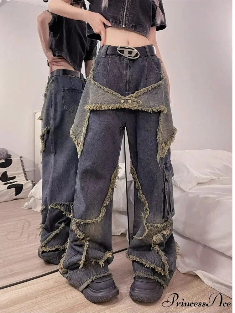 Unique Versatile Straight Leg High Waist Summer Loose Wide Leg Vintage Style Women's Jean - Image 3