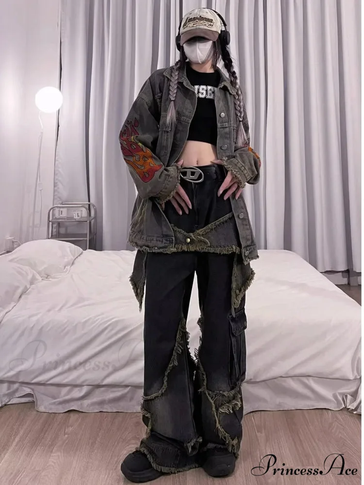 Unique Versatile Straight Leg High Waist Summer Loose Wide Leg Vintage Style Women's Jean - Image 6
