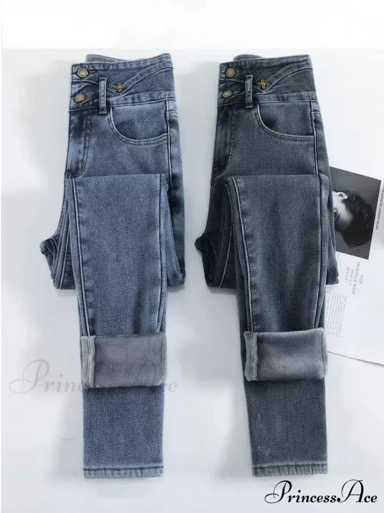 New Oversized Slim Fit Tight Fitting Elastic Small Leg Pencil Super Beautiful Flower High Waist Jean - Image 2