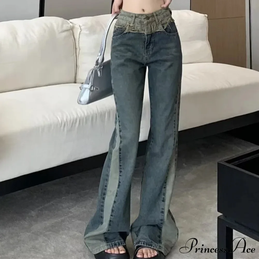 New Splice Slim Raglan Spice Girls High Waist Design Sense Small Public Show Thin Flare Jean - Image 3