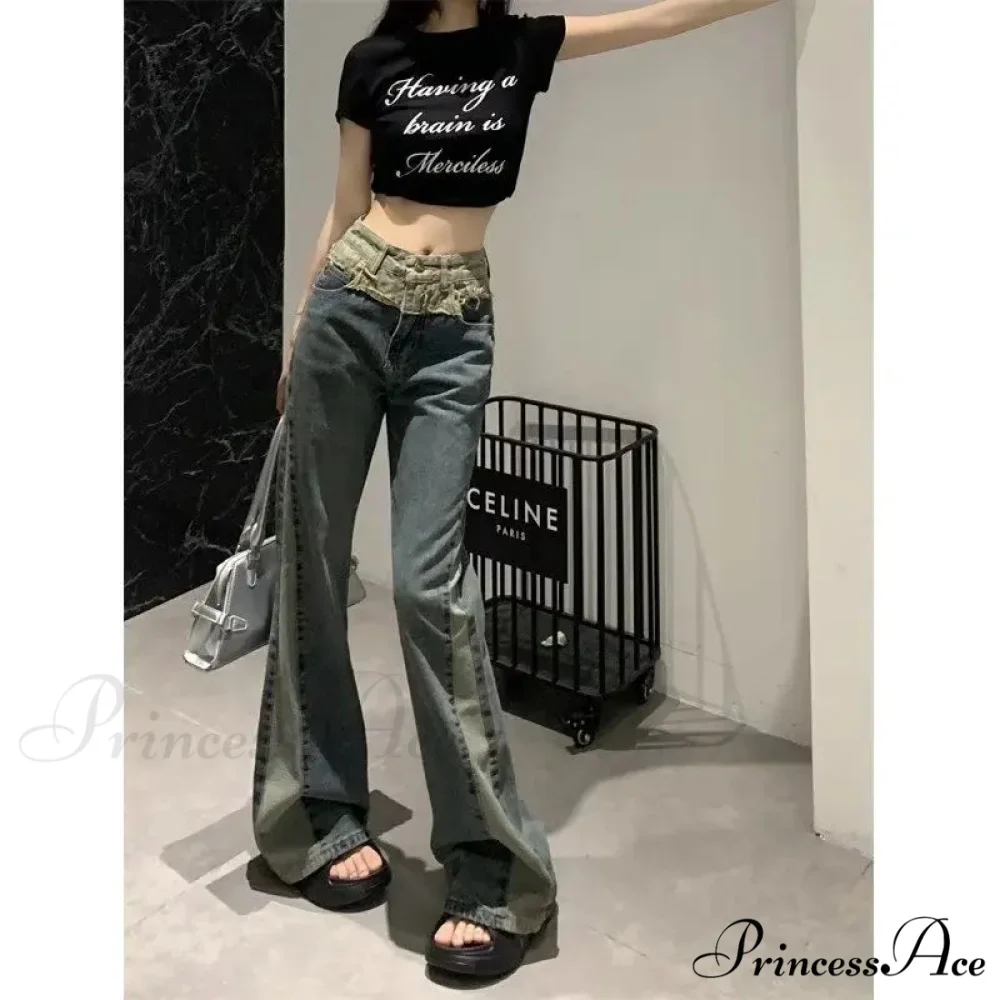 New Splice Slim Raglan Spice Girls High Waist Design Sense Small Public Show Thin Flare Jean - Image 5