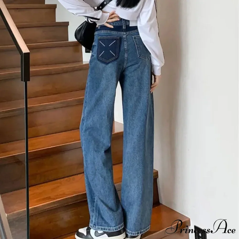 Natural Waist New Button Minimalist Trendy Summer Ins Wash Long Harajuku Wide Leg Black Jean - Image 7