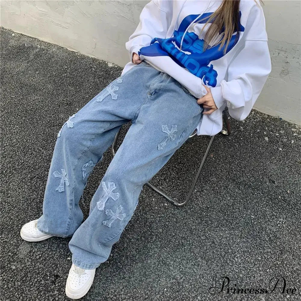 Women Pant Woman High Waist Denim Pants Wide Leg Denim Clothing Blue Vintage Quality Fashion Straight Jean - Image 3
