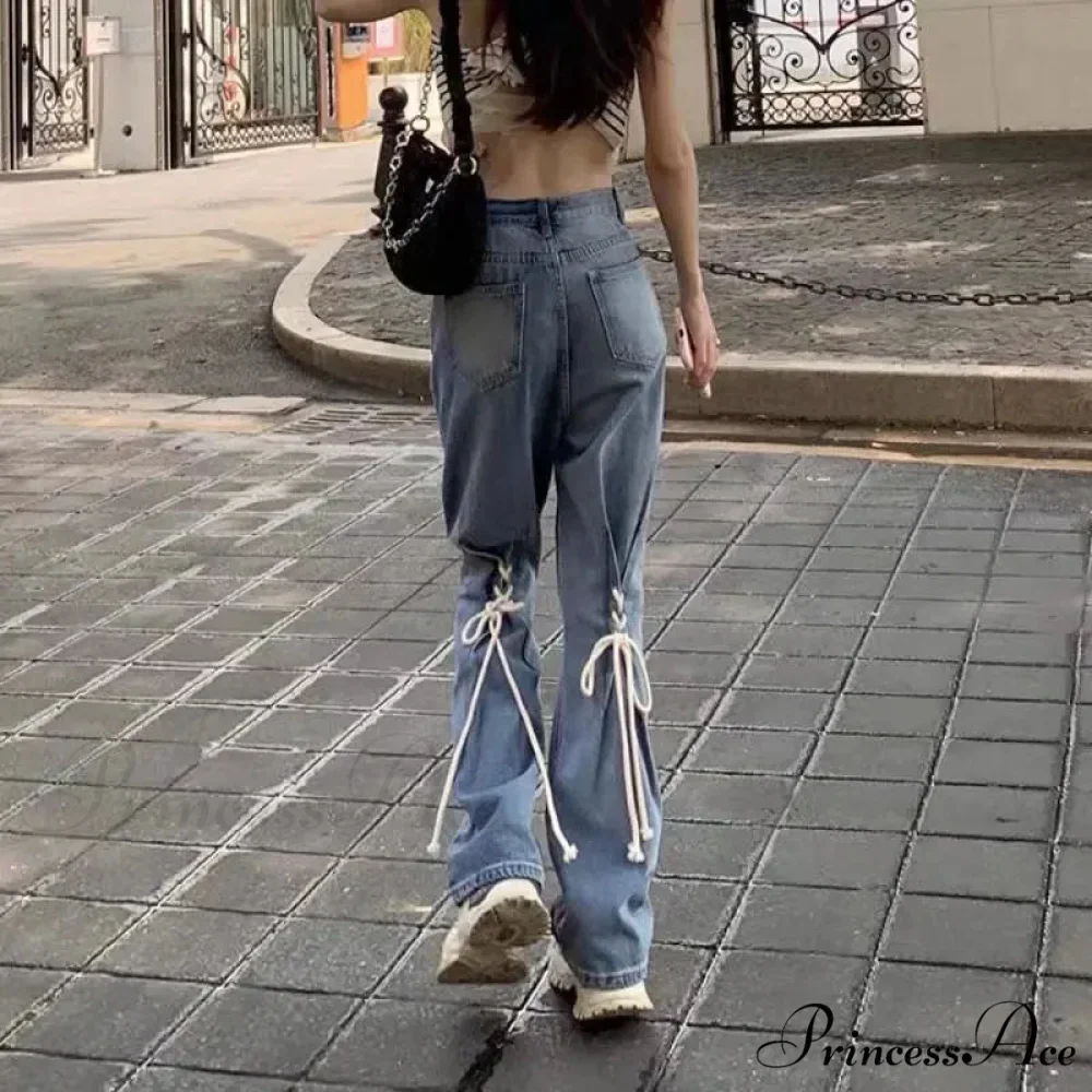 High Quality Vintage Blue Wide-Leg Straight Fashion Jean - Image 2