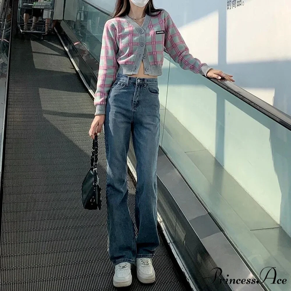 High Quality Vintage Blue Wide-Leg Straight Fashion Jean - Image 4