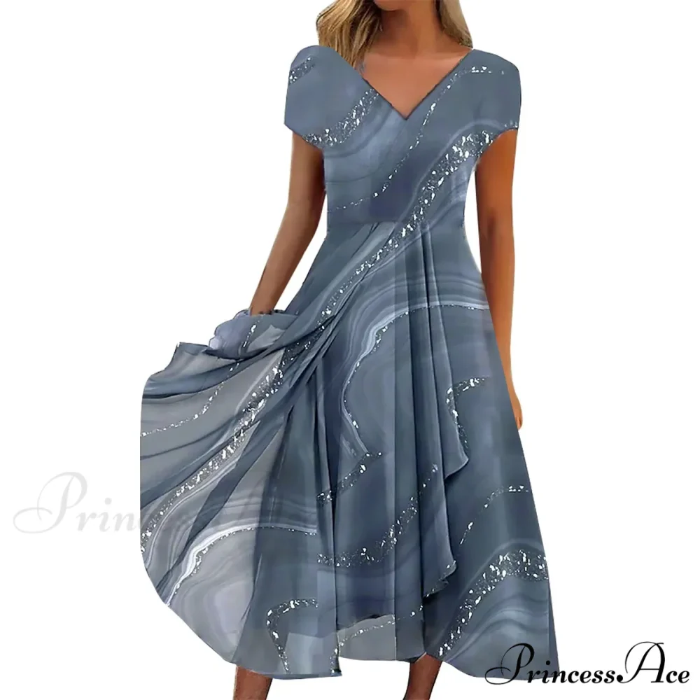 Women's Long Chiffon Stitching Lace Female Bridesmaids Elegant Maxi Pure Color Round Neck Long Vestidos Dress - Image 9