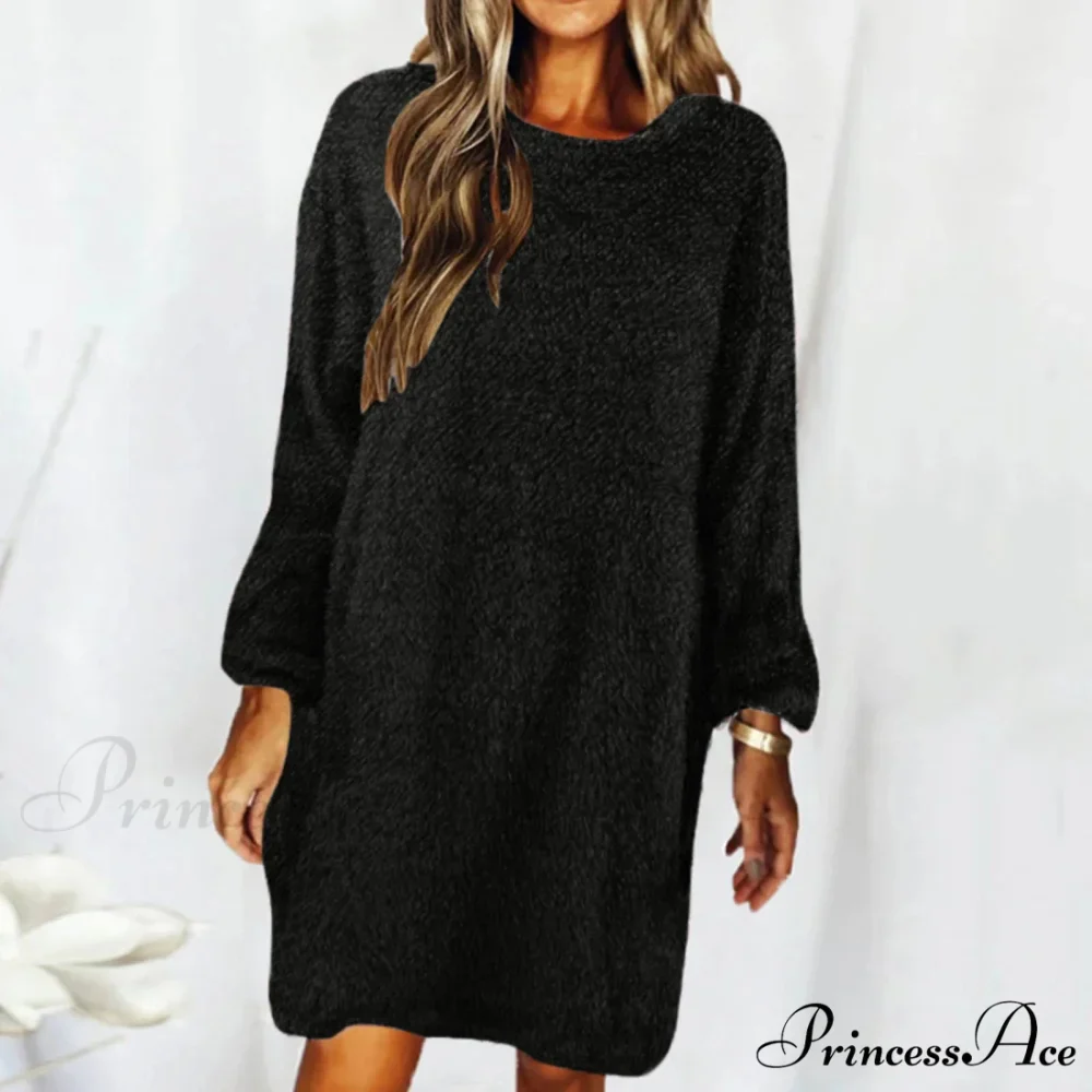 Women's Casual Floral Splicing Printed Round Neck Midi 2024 New Spring Autumn Fashion Loose Long Sleeve Dress - Image 2