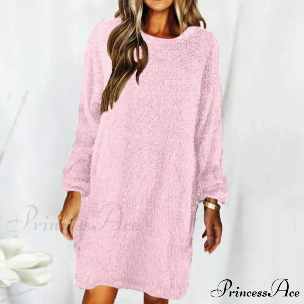 Women's Casual Floral Splicing Printed Round Neck Midi 2024 New Spring Autumn Fashion Loose Long Sleeve Dress - Image 3