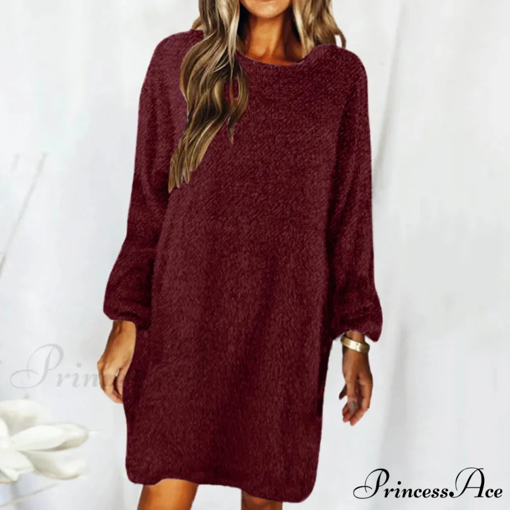 Women's Casual Floral Splicing Printed Round Neck Midi 2024 New Spring Autumn Fashion Loose Long Sleeve Dress - Image 4