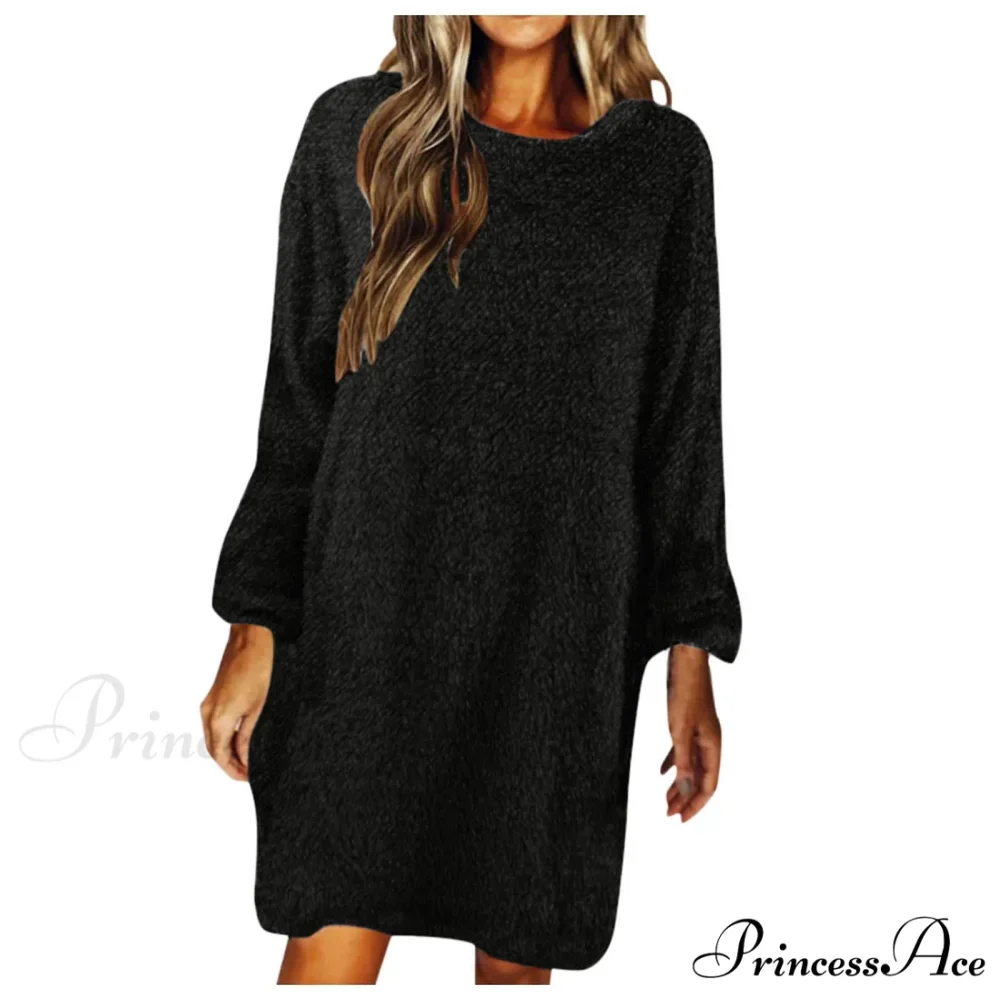 Women's Casual Floral Splicing Printed Round Neck Midi 2024 New Spring Autumn Fashion Loose Long Sleeve Dress - Image 5