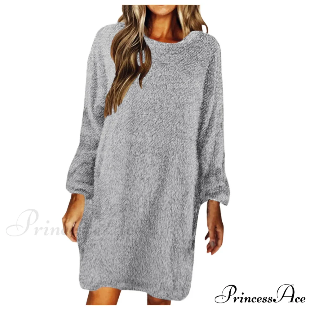 Women's Casual Floral Splicing Printed Round Neck Midi 2024 New Spring Autumn Fashion Loose Long Sleeve Dress - Image 6