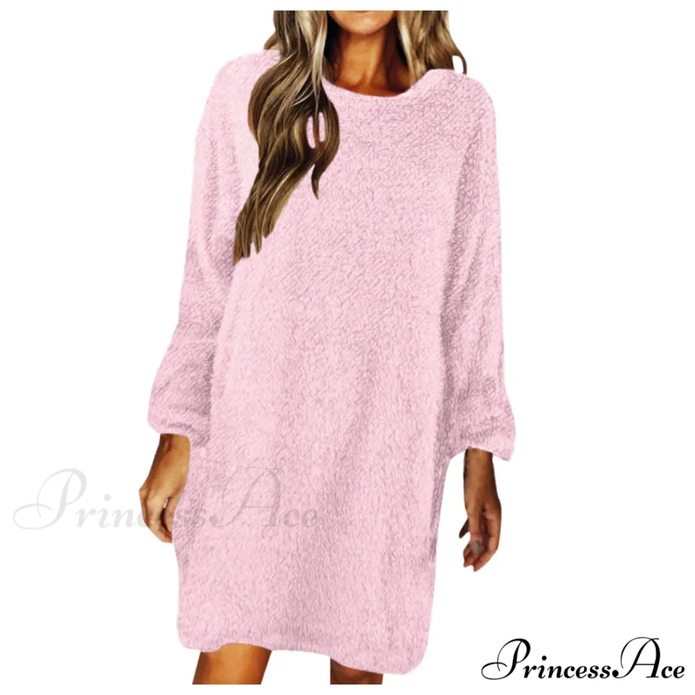 Women's Casual Floral Splicing Printed Round Neck Midi 2024 New Spring Autumn Fashion Loose Long Sleeve Dress - Image 7