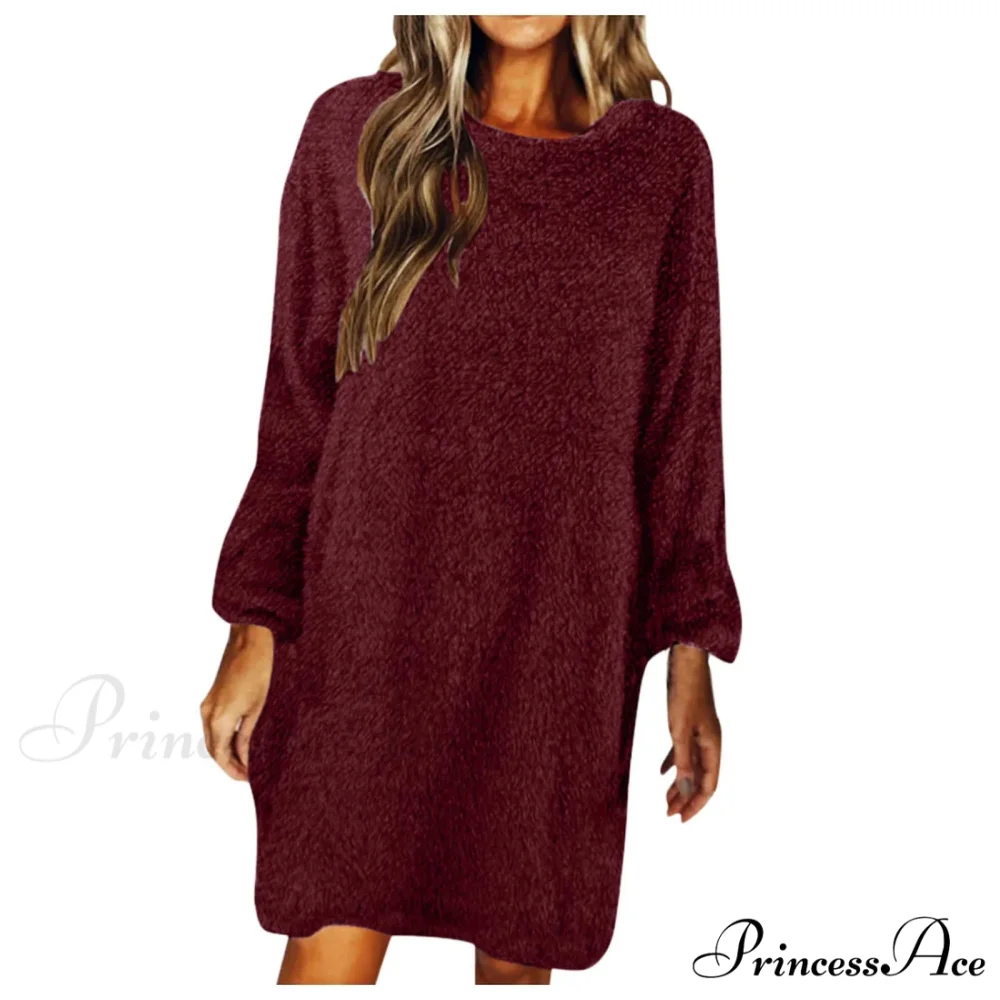 Women's Casual Floral Splicing Printed Round Neck Midi 2024 New Spring Autumn Fashion Loose Long Sleeve Dress - Image 8