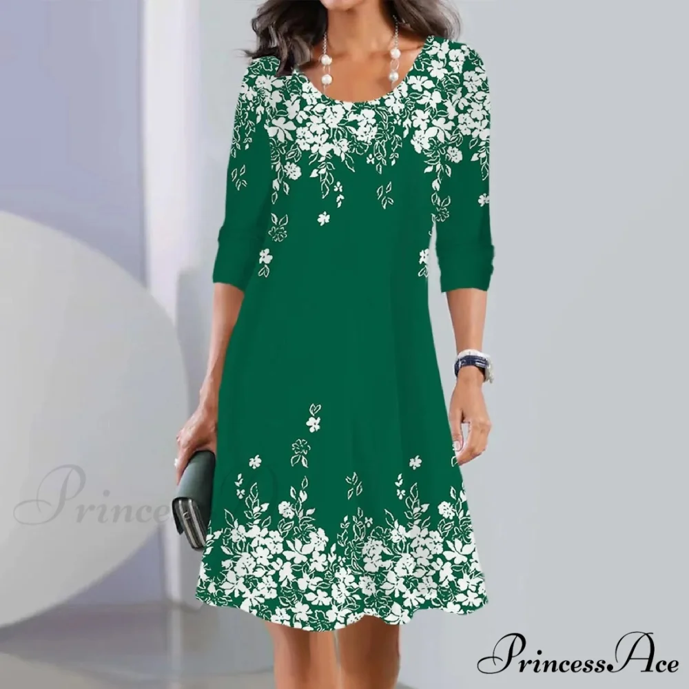Vintage Polka Dot Print Long Maxi Round Neck Short Sleeve Pockets Loose Casual Summer 2024 Dress - Image 2