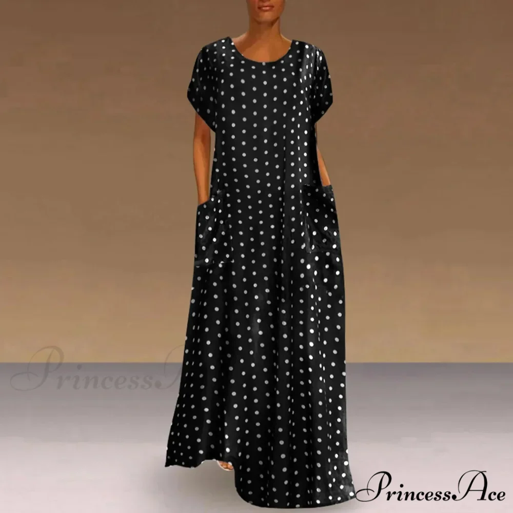 2024 Women Autumn Winter Vintage Printed Midi Casual O-Neck Long Sleeve Pockets Boho Streetwear Tops Dress - Image 4