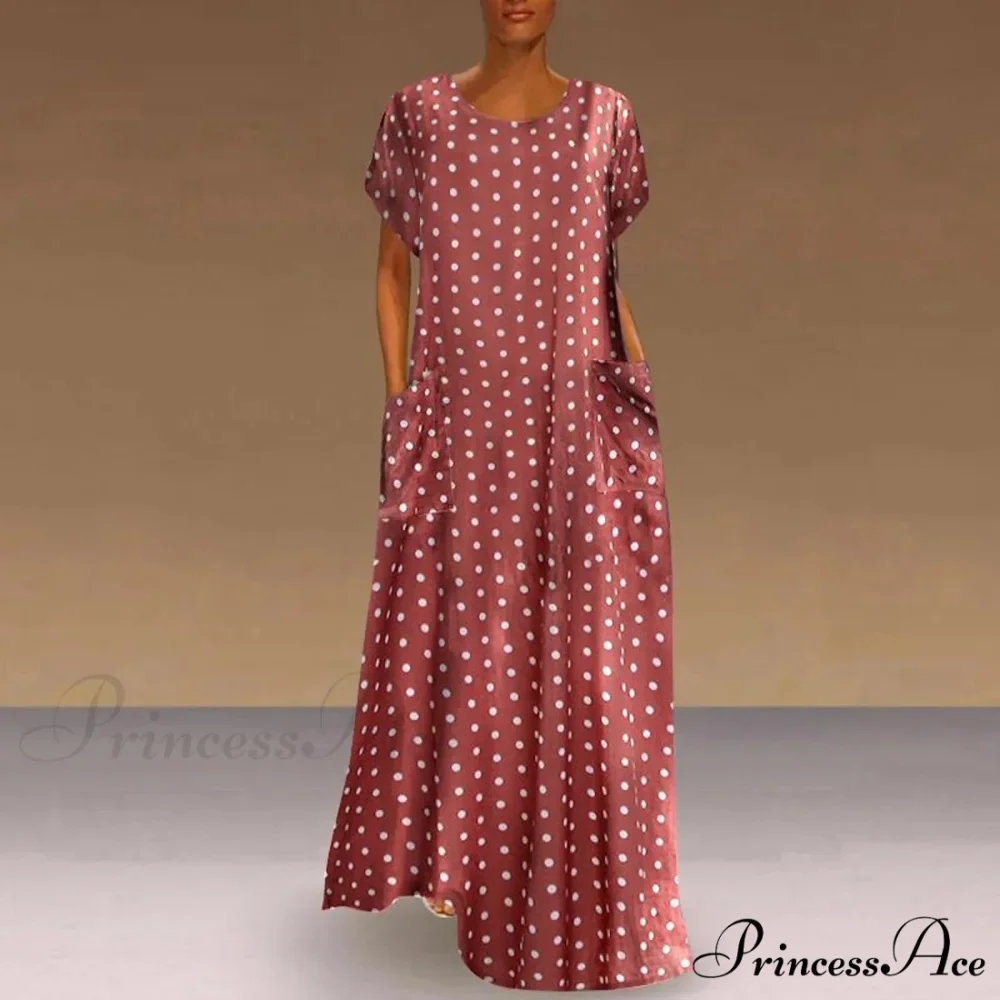 2024 Women Autumn Winter Vintage Printed Midi Casual O-Neck Long Sleeve Pockets Boho Streetwear Tops Dress - Image 5