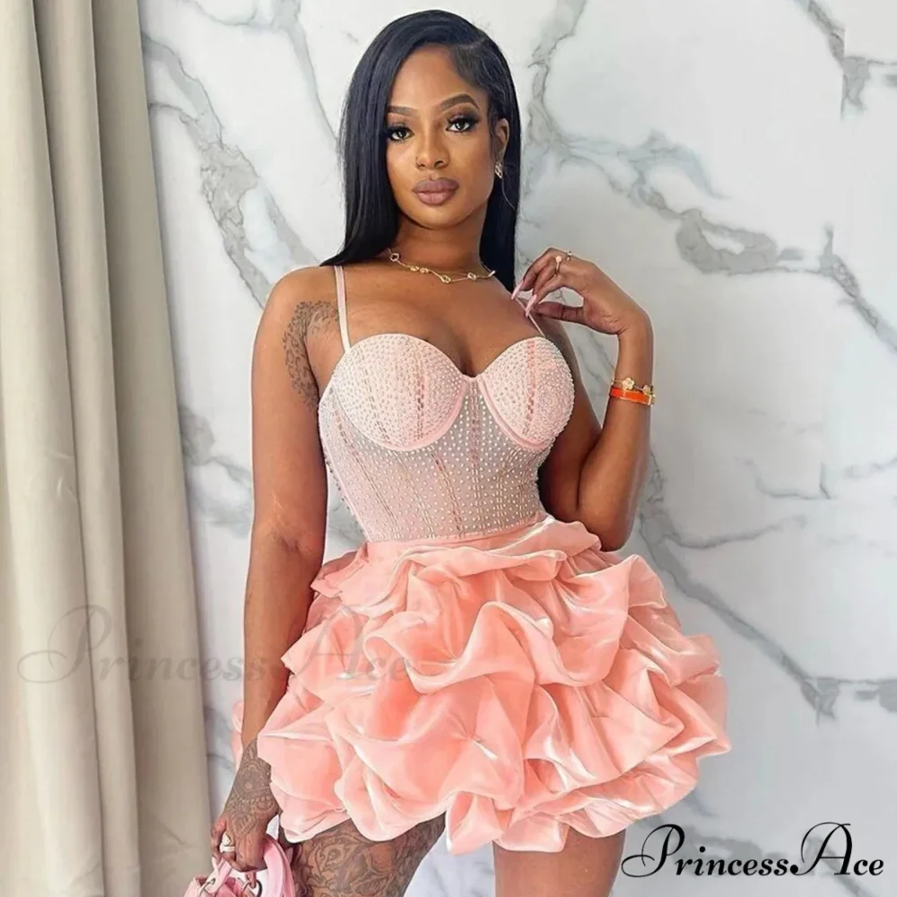 Heavy Embellished Rhinestone Sexy Spaghetti Strap Party Dress - Image 3