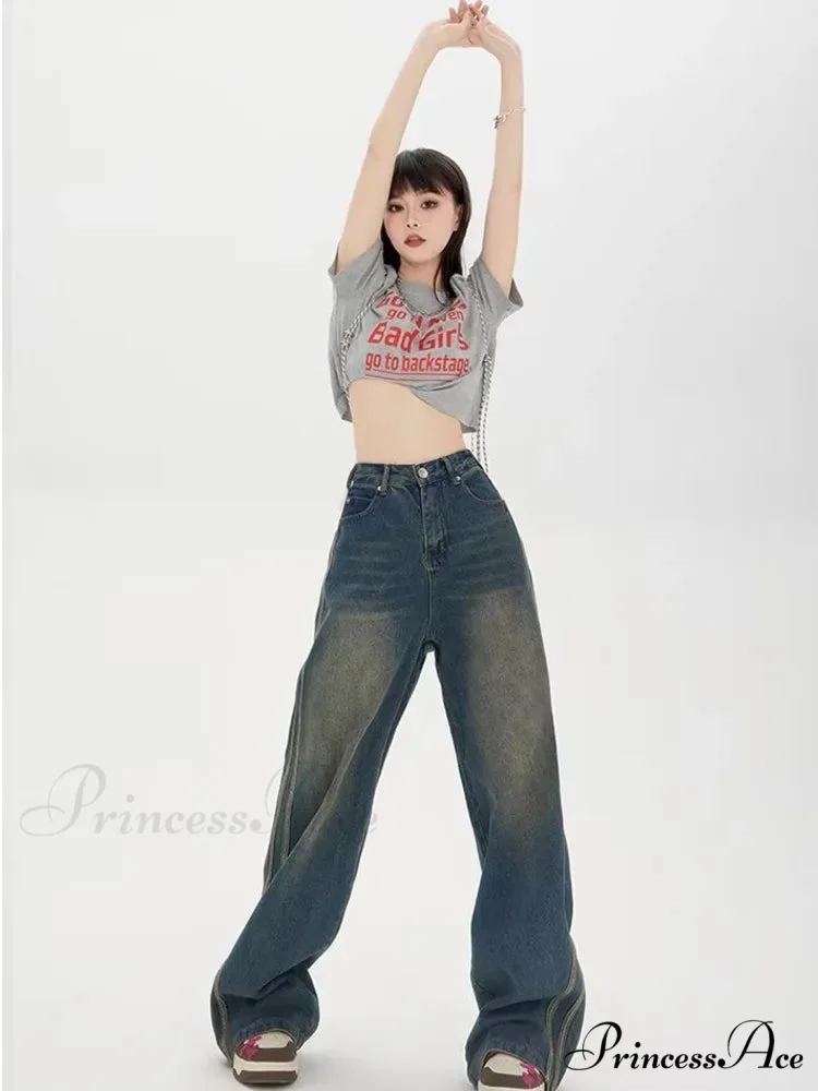 Sweeping Floor Spicy Girl Small Loose High Waisted Straight Leg Wide-Leg Jean - Image 6