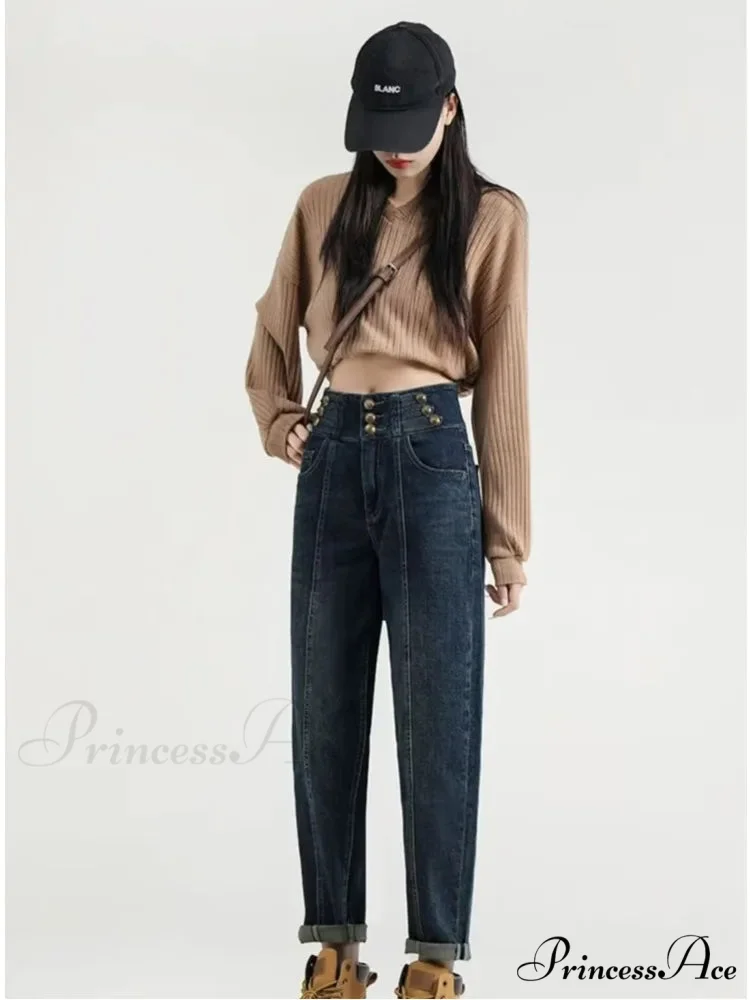 Versatile Light Color Thickened New Long Straight Art Natural Waist Fashion Jean - Image 3