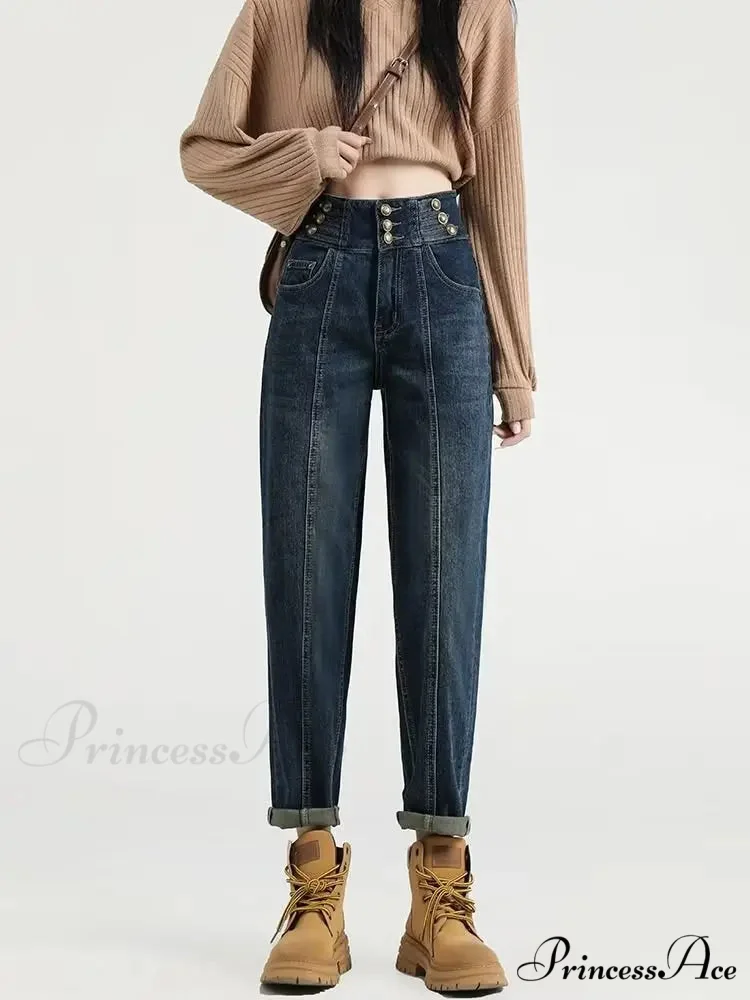 Versatile Light Color Thickened New Long Straight Art Natural Waist Fashion Jean - Image 4