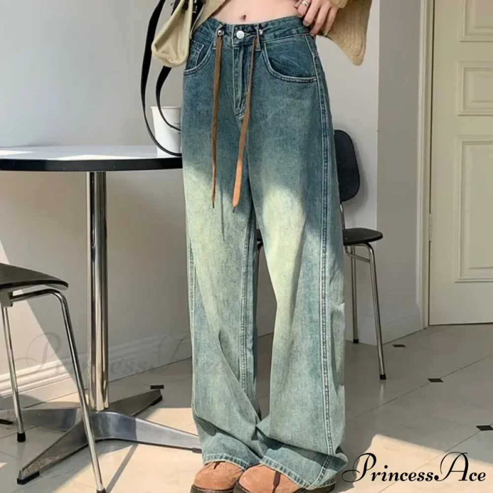 Harajuku Trend Japanese Style High-Waisted Straight New Autumn Leg Fashion Jean - Image 2