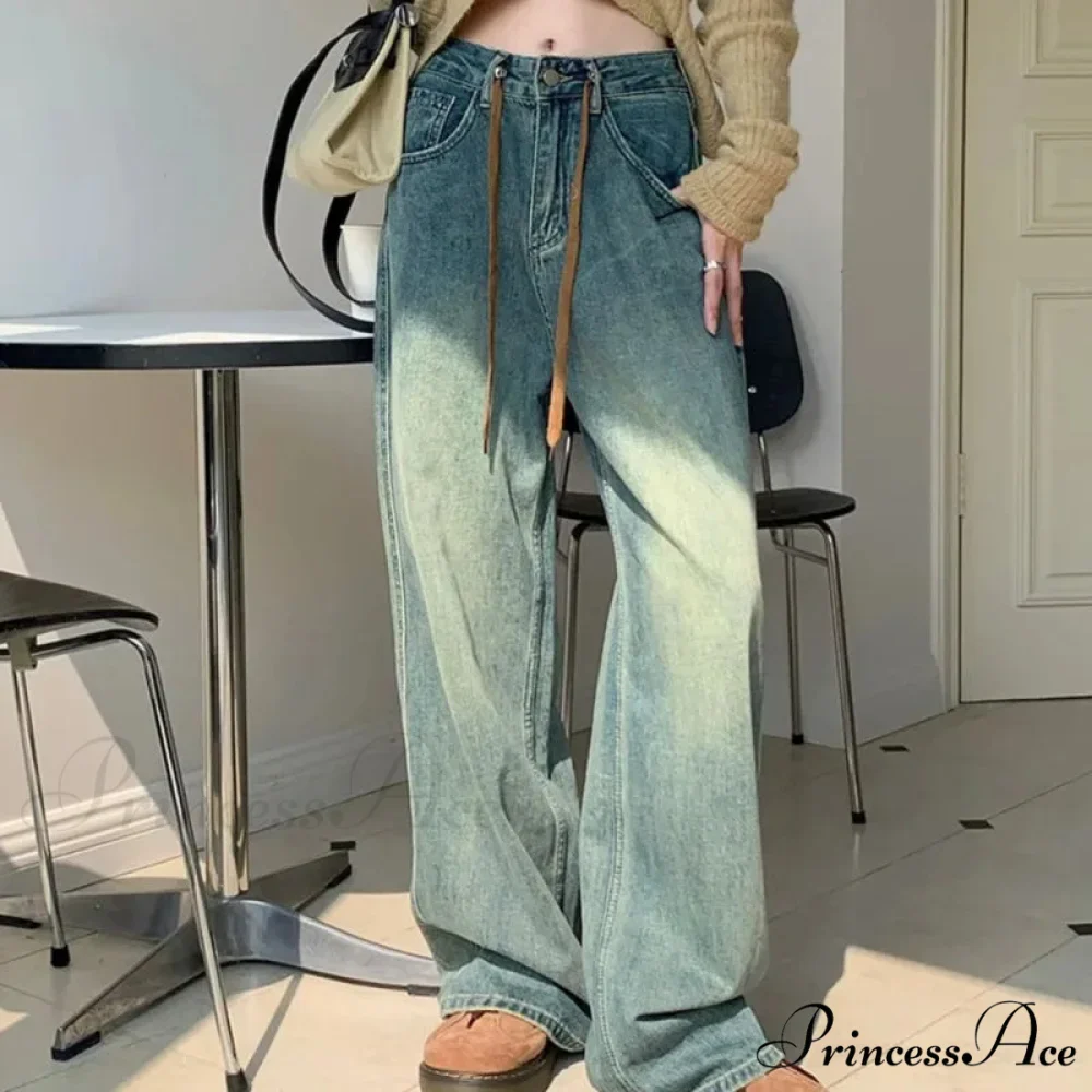 Harajuku Trend Japanese Style High-Waisted Straight New Autumn Leg Fashion Jean - Image 3