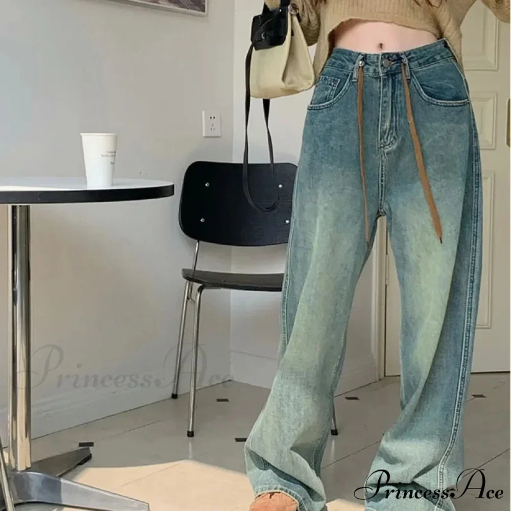 Harajuku Trend Japanese Style High-Waisted Straight New Autumn Leg Fashion Jean - Image 4