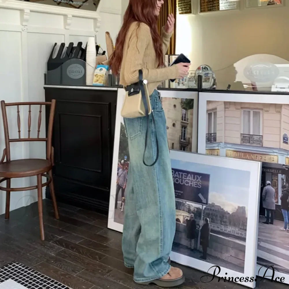Harajuku Trend Japanese Style High-Waisted Straight New Autumn Leg Fashion Jean - Image 5