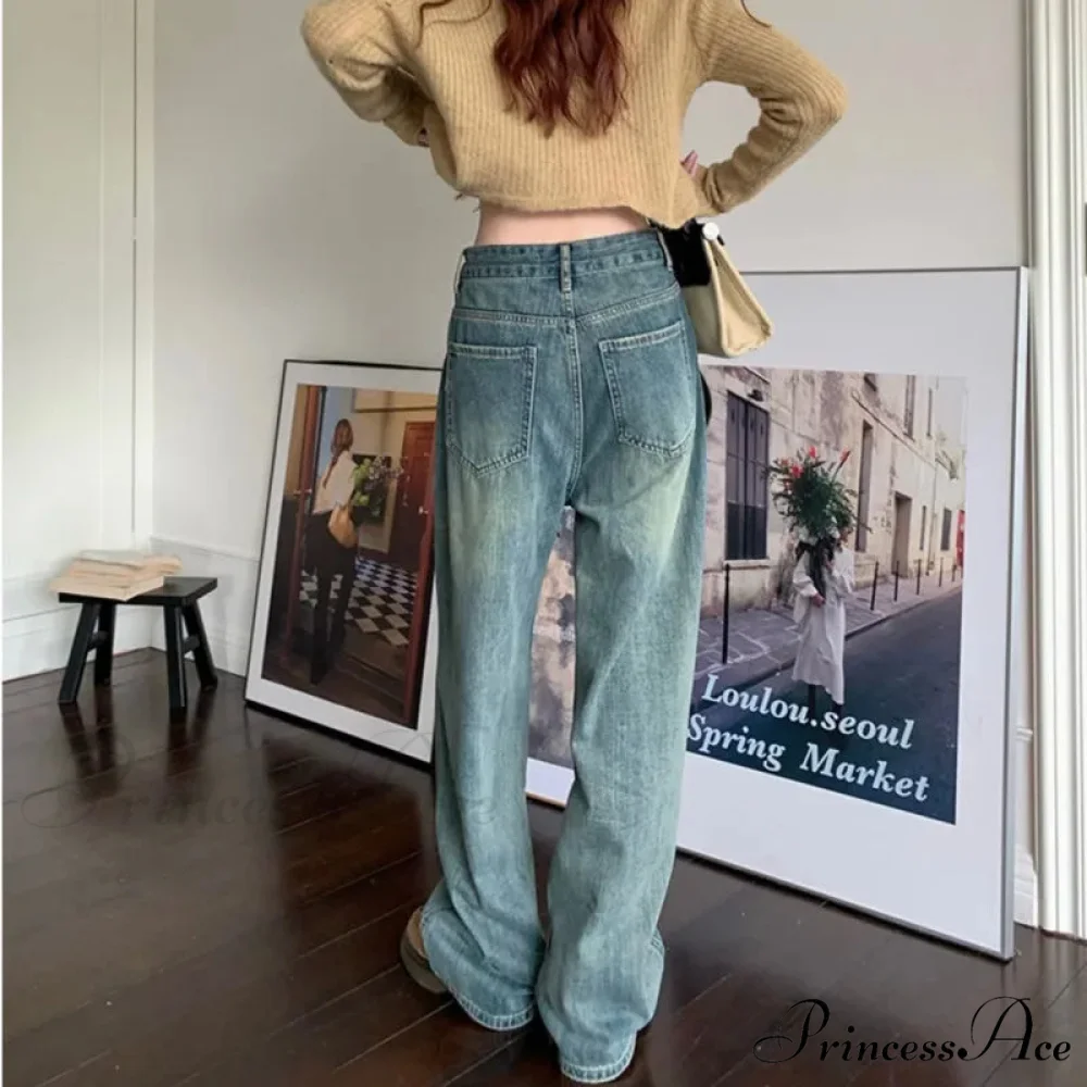 Harajuku Trend Japanese Style High-Waisted Straight New Autumn Leg Fashion Jean - Image 6