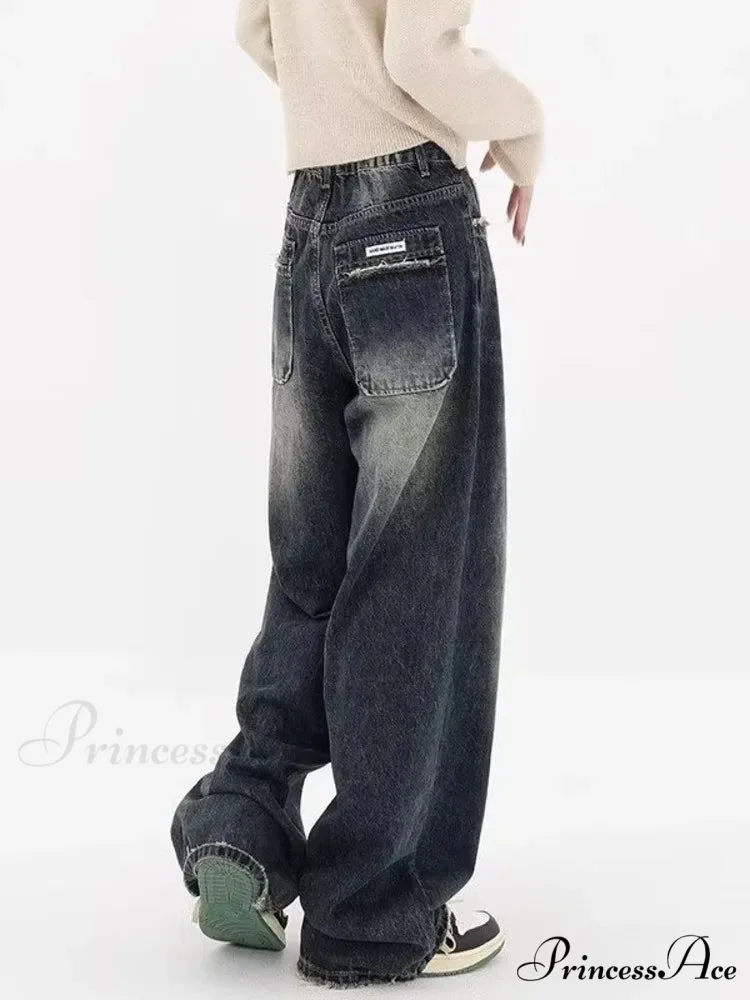 High Waisted Wide Leg Slim Ruffled Street Mop Jean - Image 6