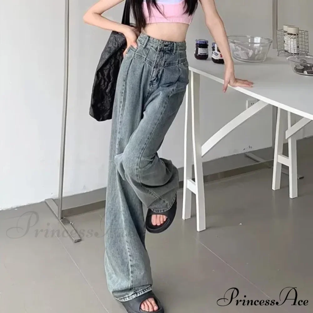 Fashionable Minimalist Lazy Wide Legged Harajuku Trendy Natural Waist Jean - Image 2