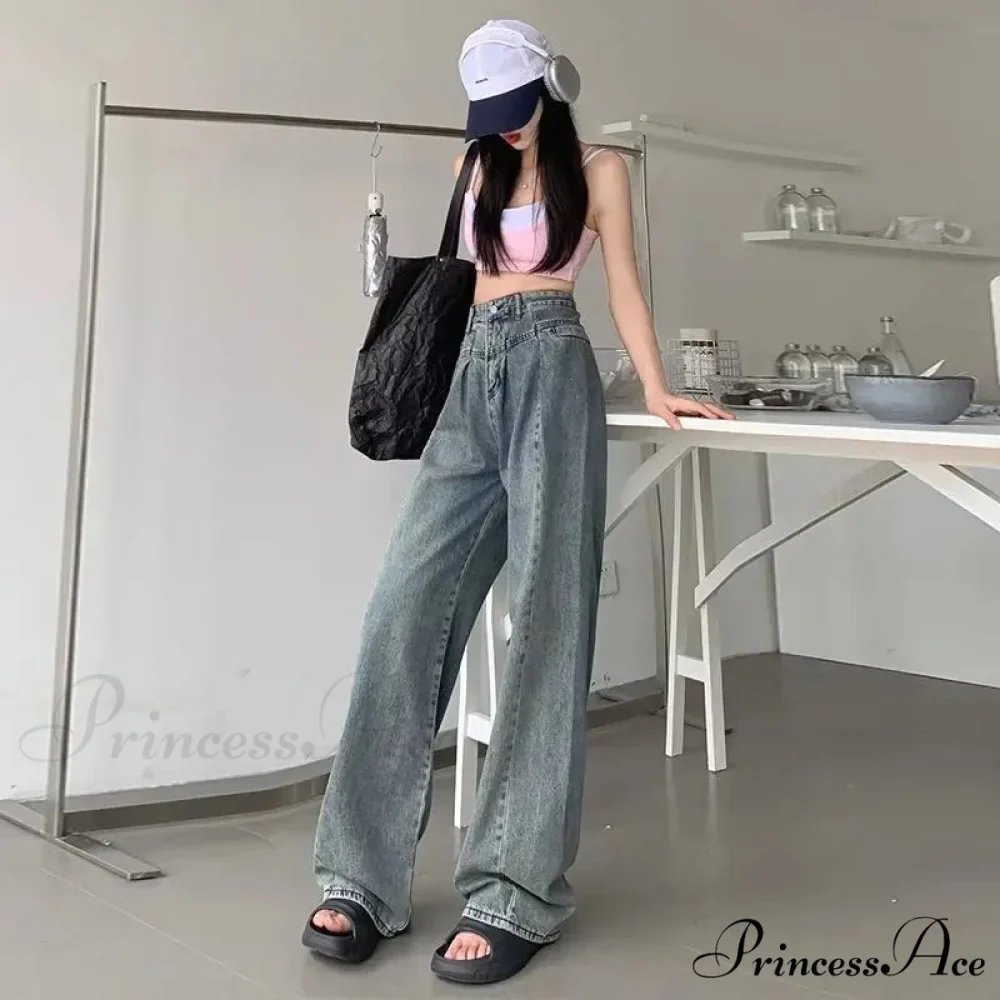 Fashionable Minimalist Lazy Wide Legged Harajuku Trendy Natural Waist Jean - Image 3
