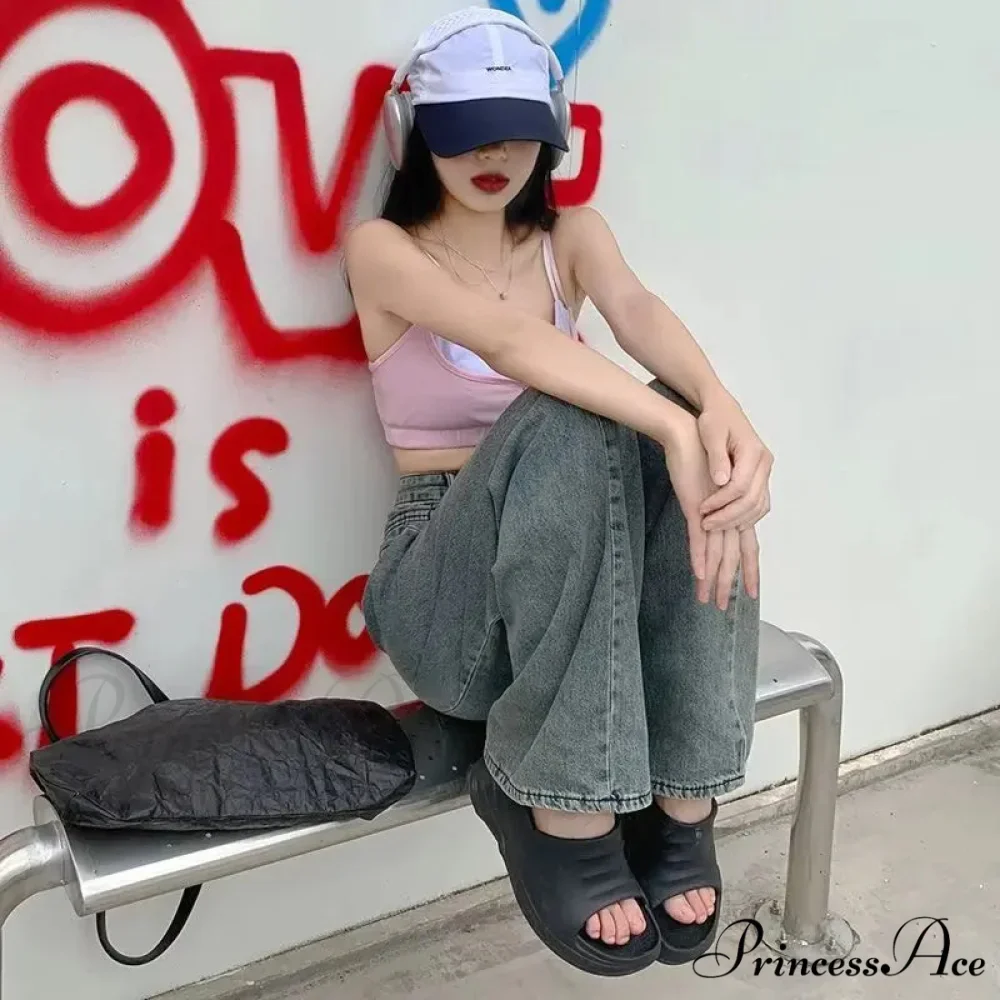 Fashionable Minimalist Lazy Wide Legged Harajuku Trendy Natural Waist Jean - Image 4