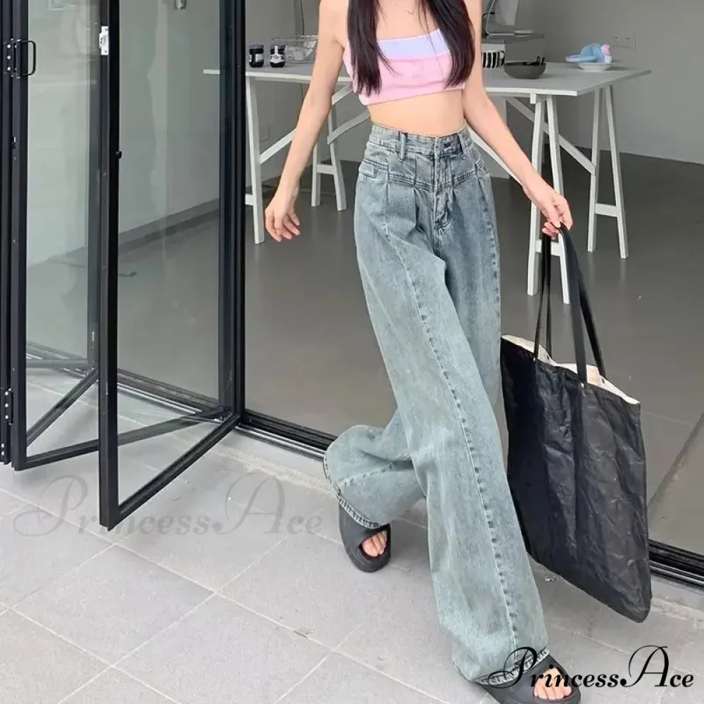 Fashionable Minimalist Lazy Wide Legged Harajuku Trendy Natural Waist Jean - Image 5