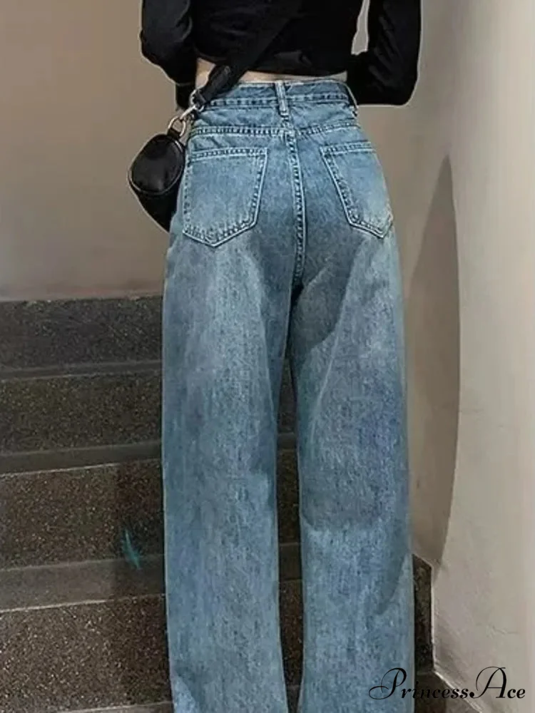 For Women With Plush Loose Legs New Autumn Slim Straight Leg Jean - Image 2