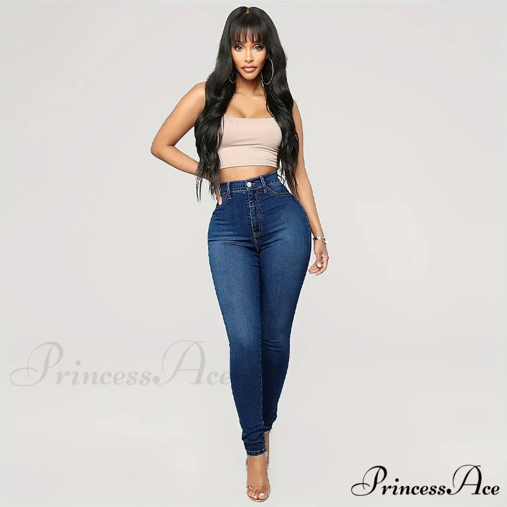 Plain High Waist Skinny High Rise Slim Fit Slash Pockets Casual Denim Jean - Image 6
